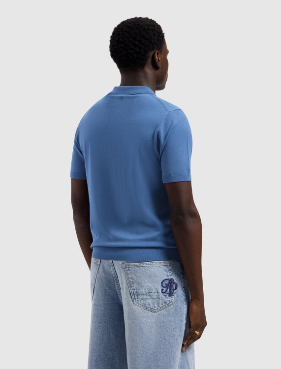 Pure Path Half-Zip Flat Knit Polo - Faded Cobalt