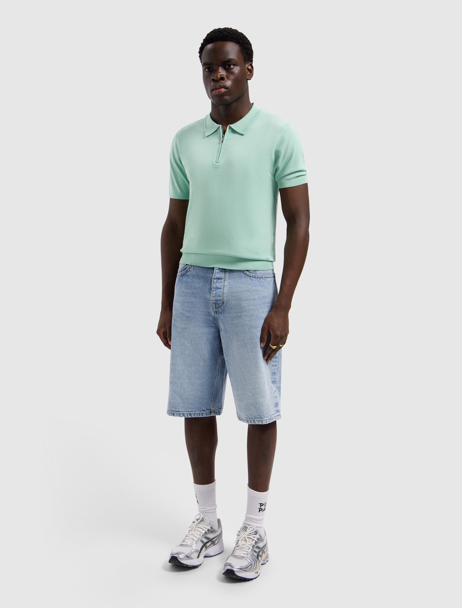 Pure Path Half-Zip Flat Knit Polo - Mint