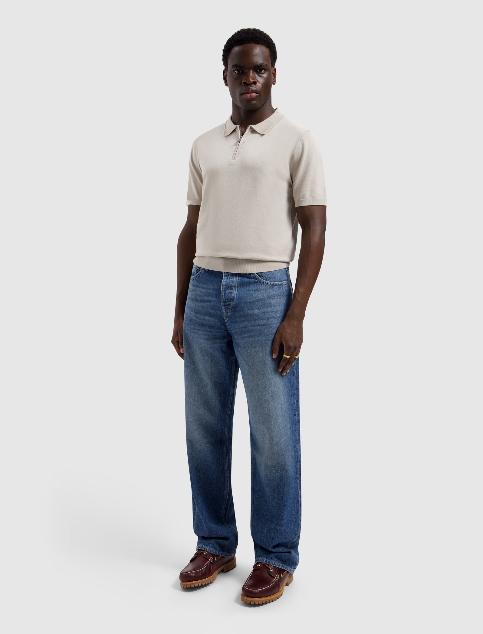 Pure Path Half-Zip Flat Knit Polo - Sand
