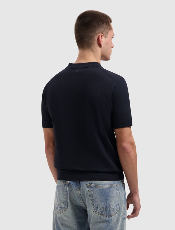 Pure Path Half-Zip Flat Knit Polo - Dark Navy
