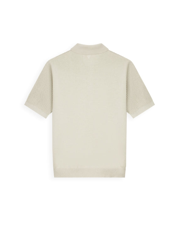Pure Path Emblem Open Knit Polo - Sand