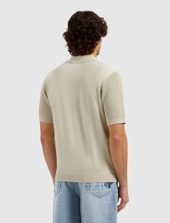 Pure Path Emblem Open Knit Polo - Sand