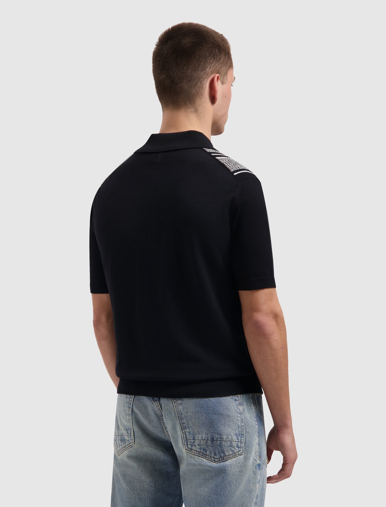 Pure Path Ripley Jacquard Knit Shirt - Black