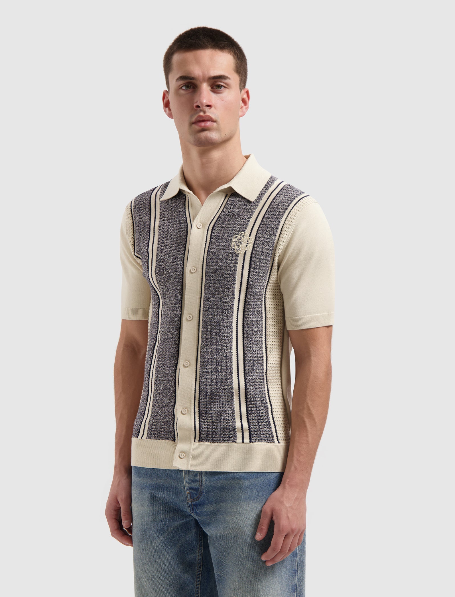 Pure Path Ripley Jacquard Knit Shirt - Ecru