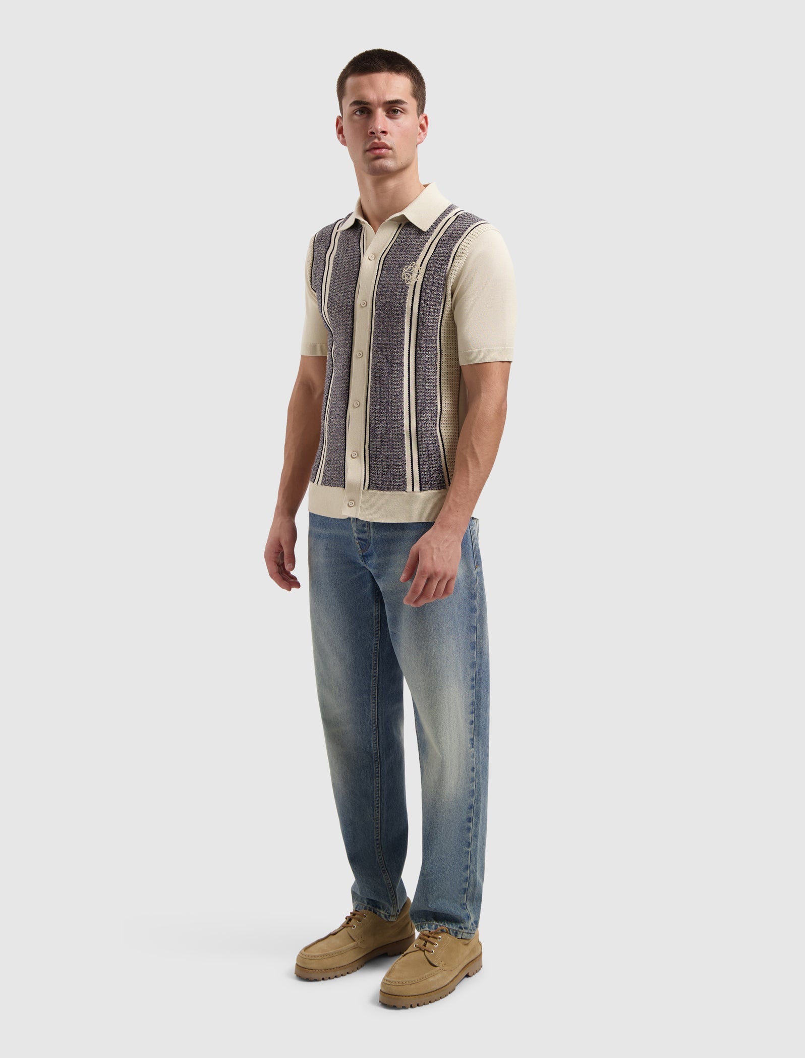 Pure Path Ripley Jacquard Knit Shirt - Ecru