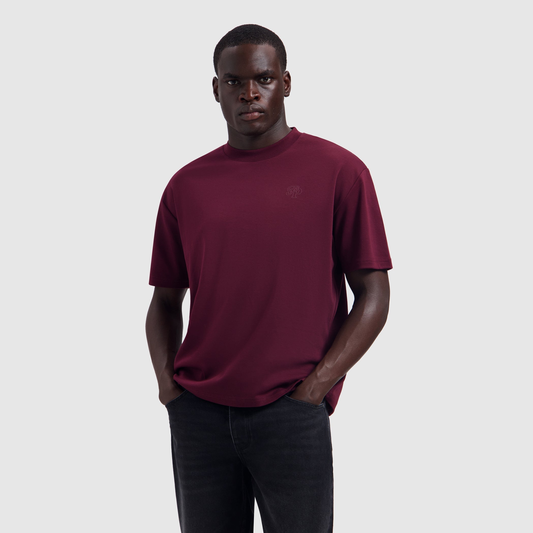 Pure Path Essential Initials T-shirt- Wine Red