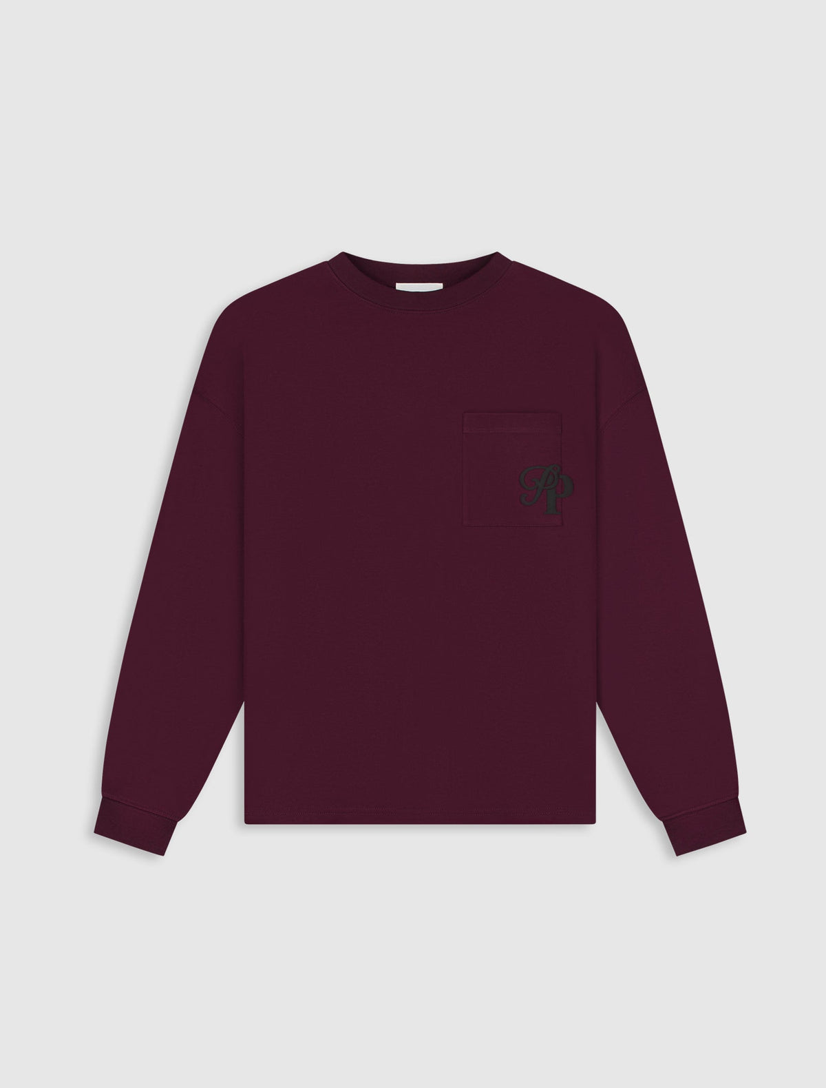 Pure Path Inititials Pocket Longsleeve T-shirt- Wine Red
