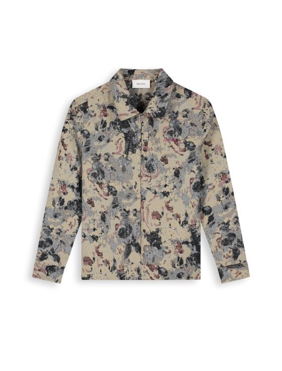 Pure Path Jacquard Flower Full-zip Overshirt - Taupe