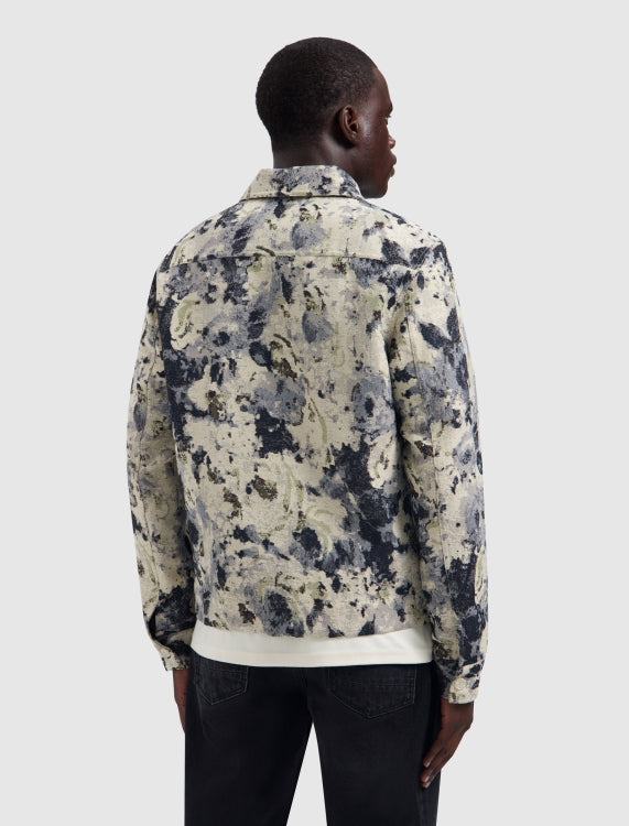 Pure Path Jacquard Flower Full-zip Overshirt - Ecru