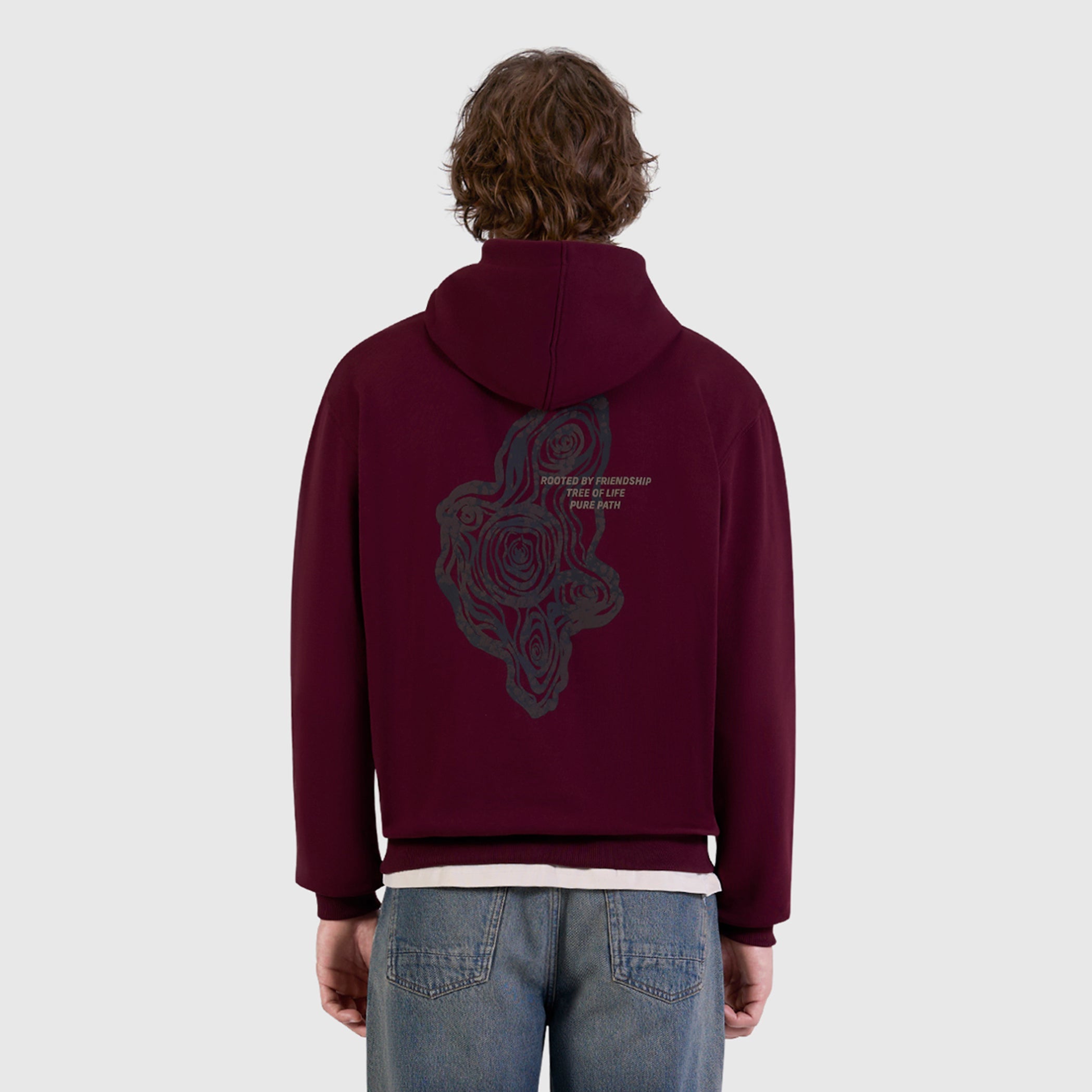 Pure Path Tree Trunk Hoodie- Wine Red