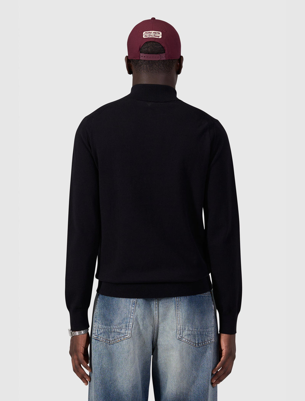 Pure Path Half-Zip Flat Knit Polo - Black