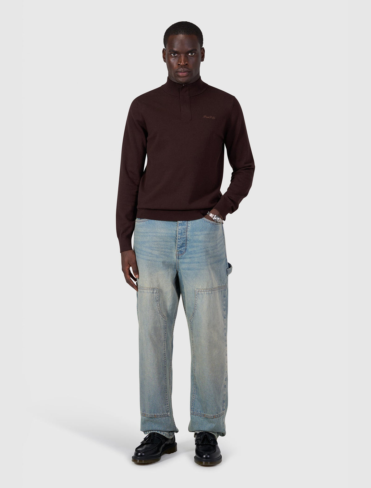 Pure Path Half-Zip Flat Knit Polo - Dark Brown