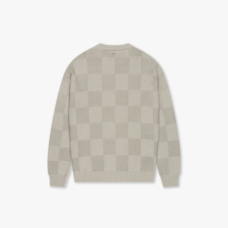 Croyez Checkboard Knit Sweater- Grey