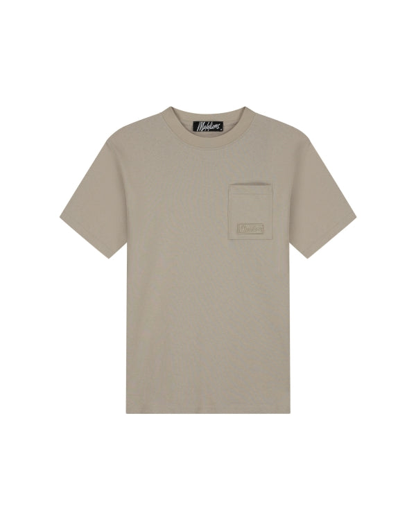 Malelions Men Pocket T-Shirt- Light Taupe