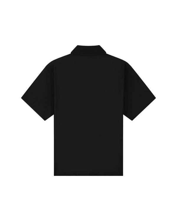 Malelions Men Ribbed Camp Collar Shirt- Black