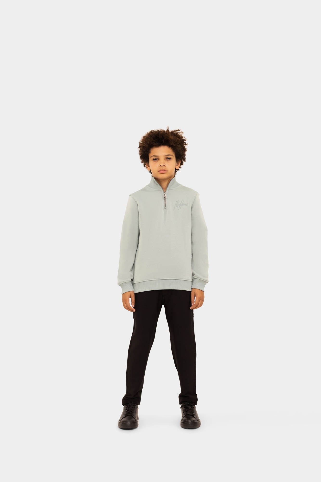 Malelions Junior Turtle Half Zip Sweater - Aqua Grey