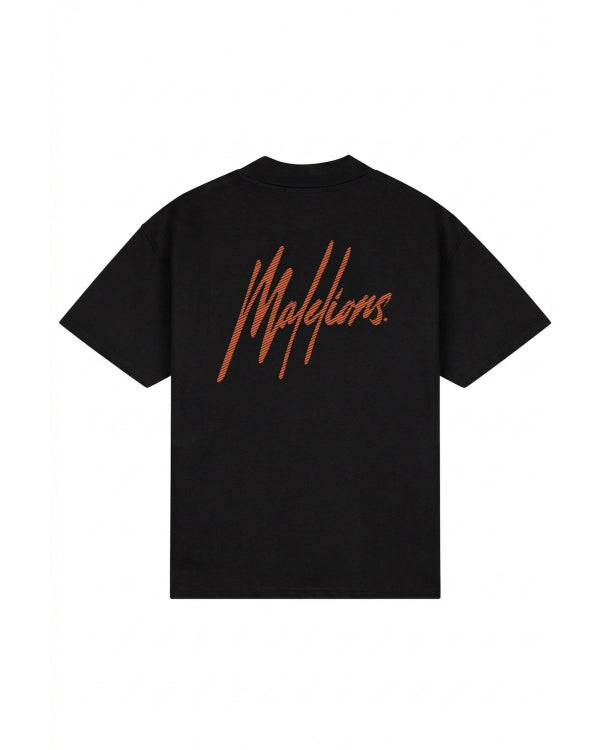 Malelions Men Oversized Striped Signature T-Shirt- Black