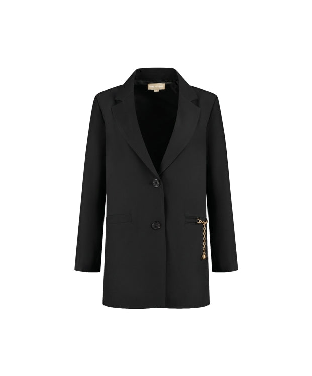 Malelions Women Chain Emblem Blazer- Black
