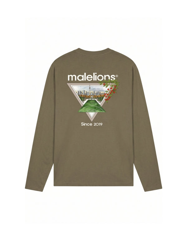 Malelions Men Athletic Garden Longsleeve T-Shirt- Stone Grey