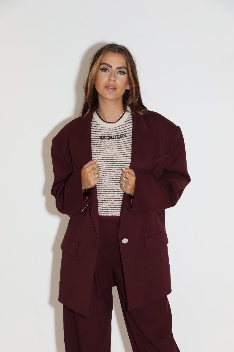 Reinders Selena Stripes Top- Maroon