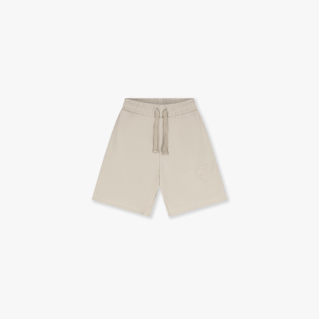 Croyez Mini Ribbed Shorts- Beige