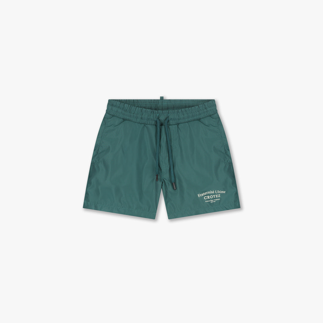 Croyez Mini Fraternité Swim Shorts- Green/Off-White