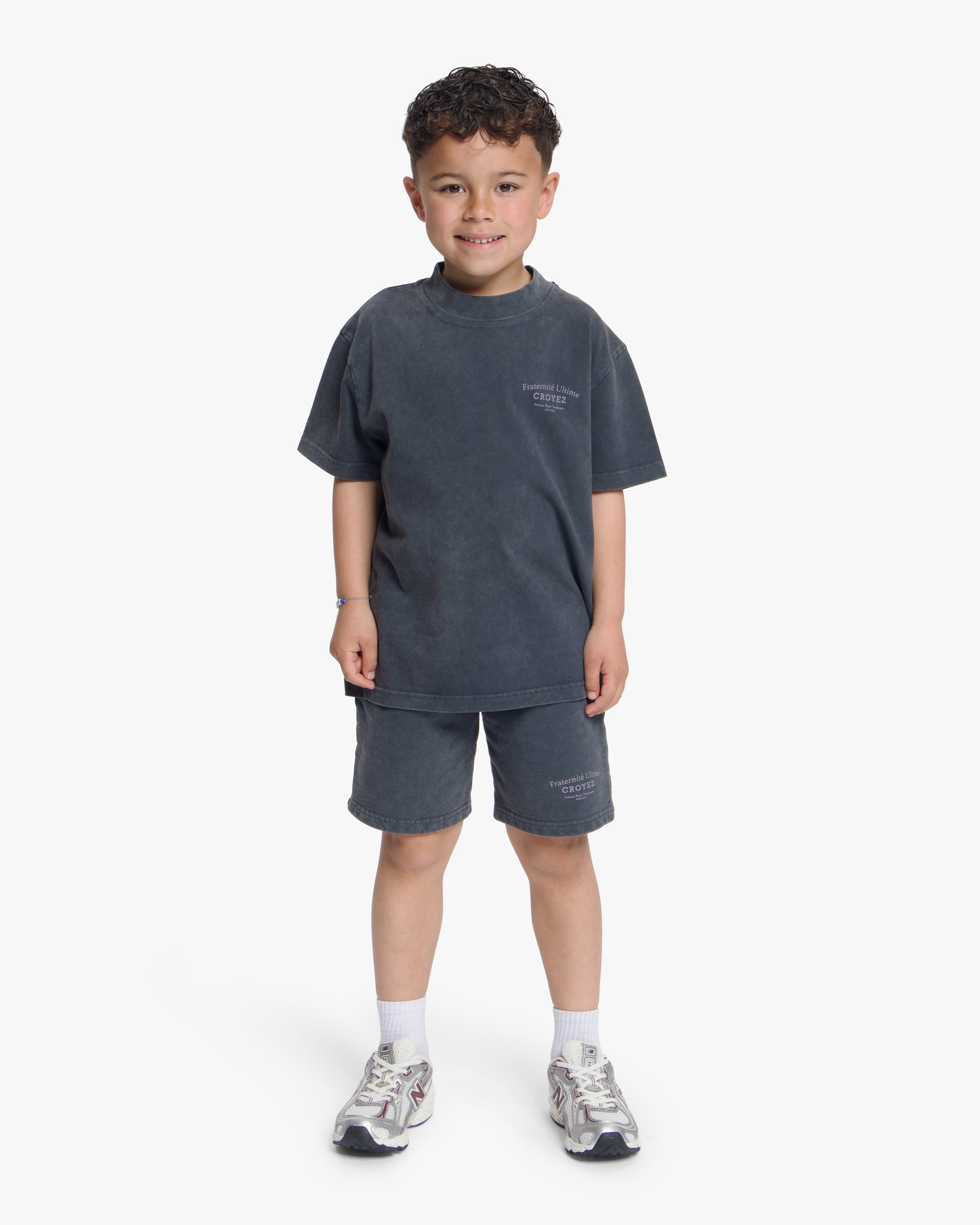 Croyez Mini Fraternité Shorts- Acid Wash/White