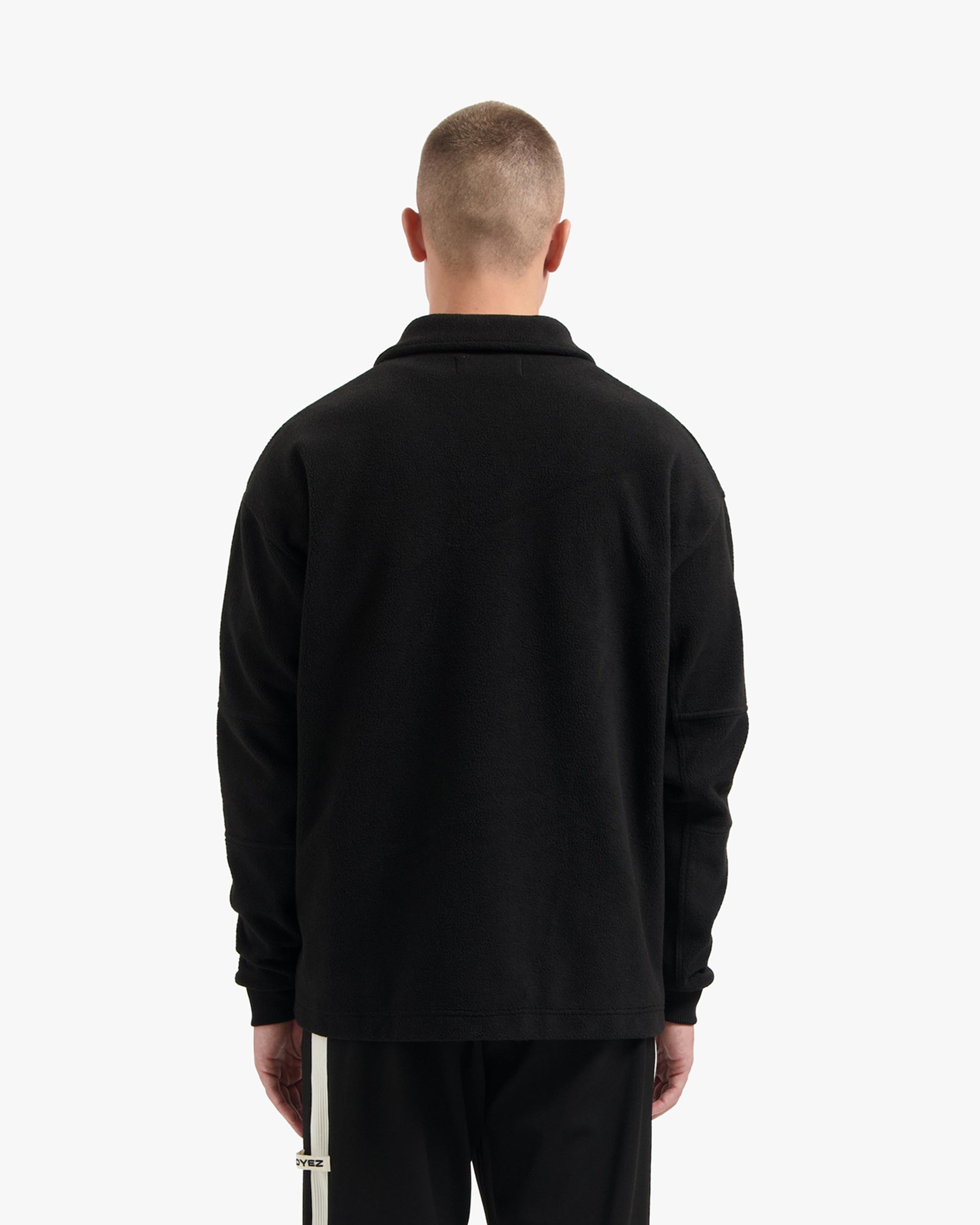 Croyez Fleece Polo Sweater- Black