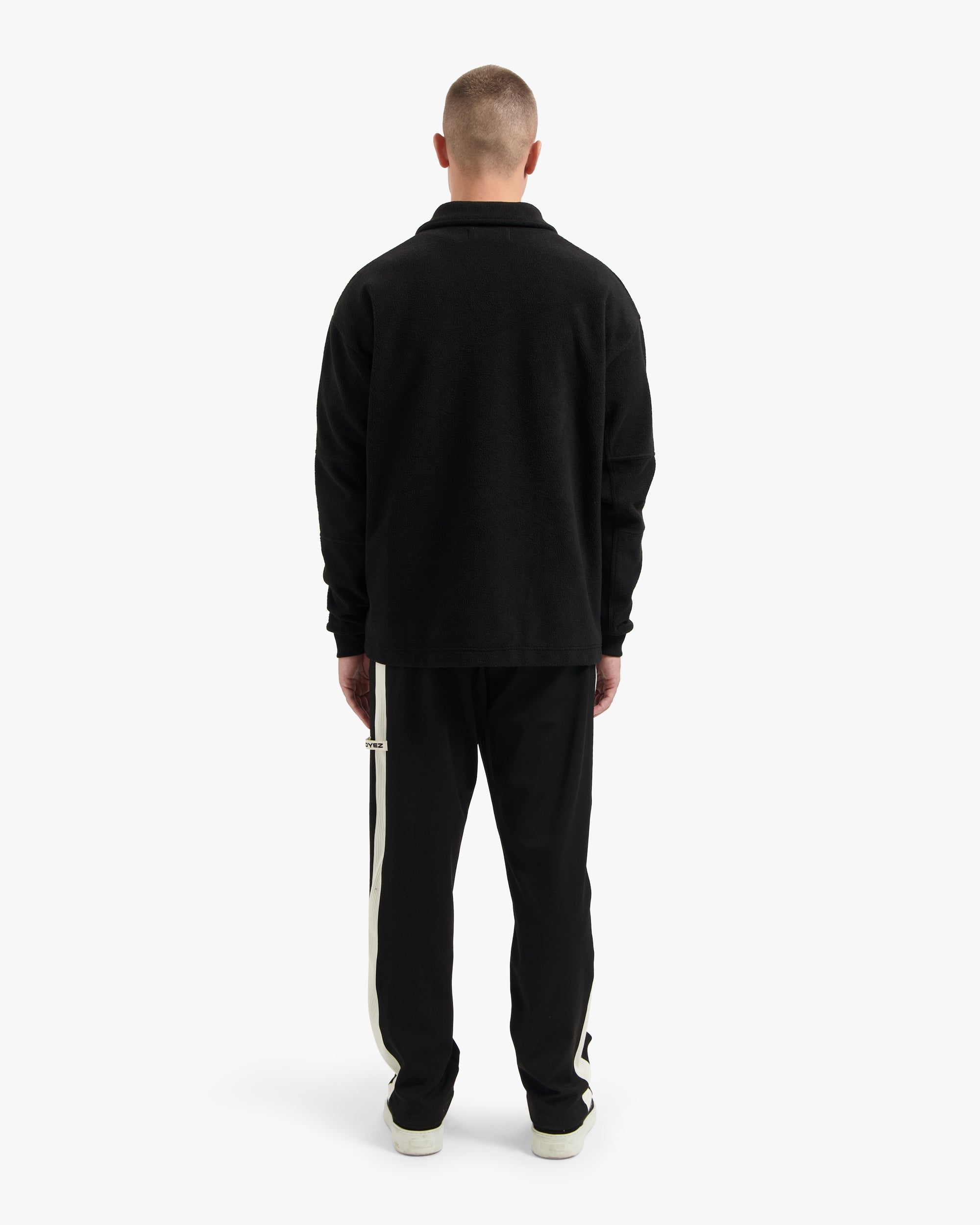 Croyez Fleece Polo Sweater- Black
