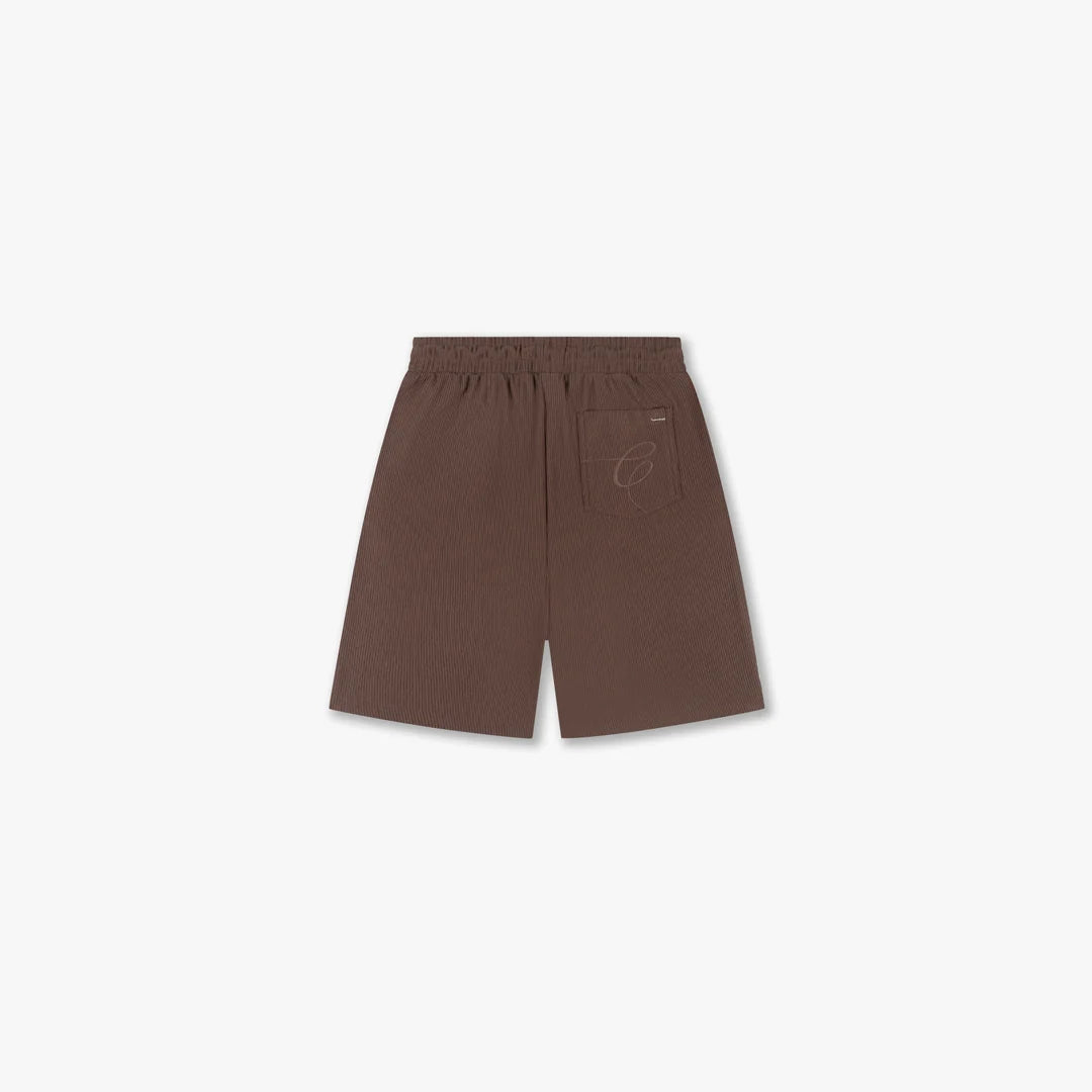 Croyez Ribbed Shorts- Brown
