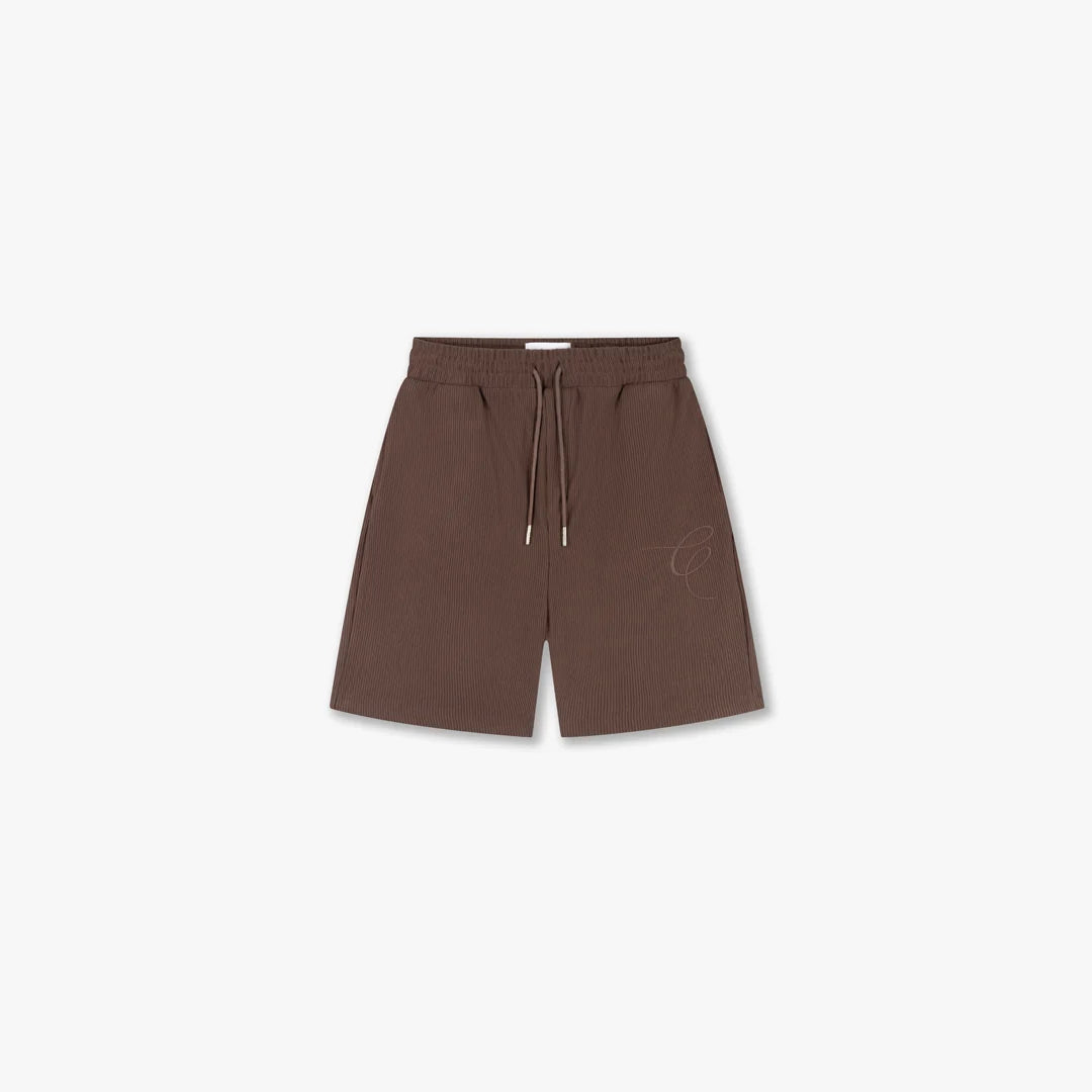Croyez Ribbed Shorts- Brown