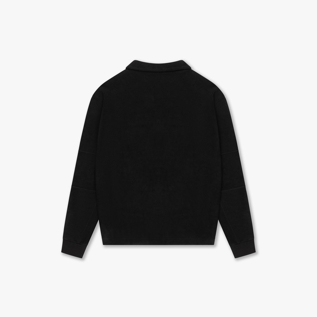 Croyez Fleece Polo Sweater- Black