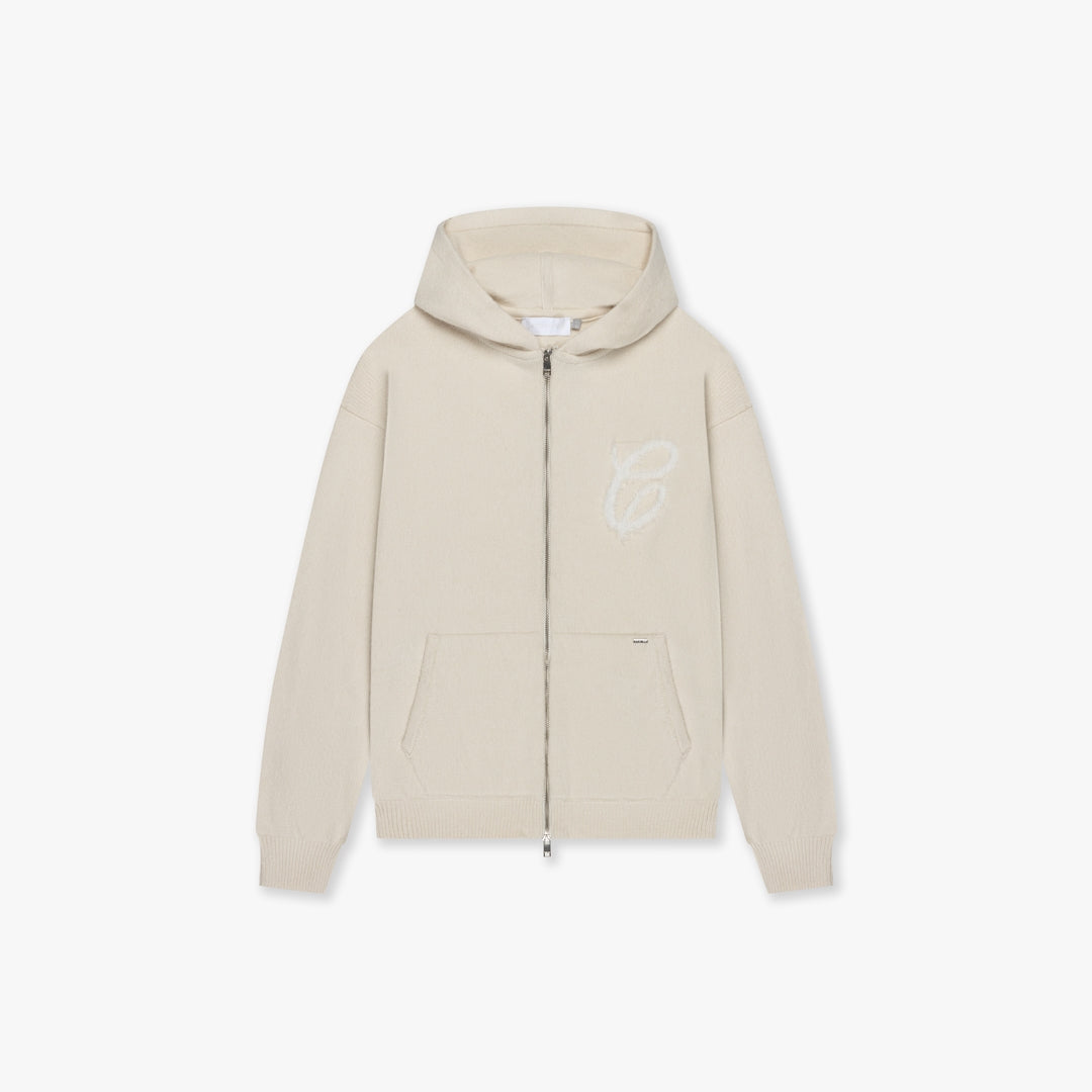 Croyez Fluffy Essence Knit Zip-Hoodie - Cream