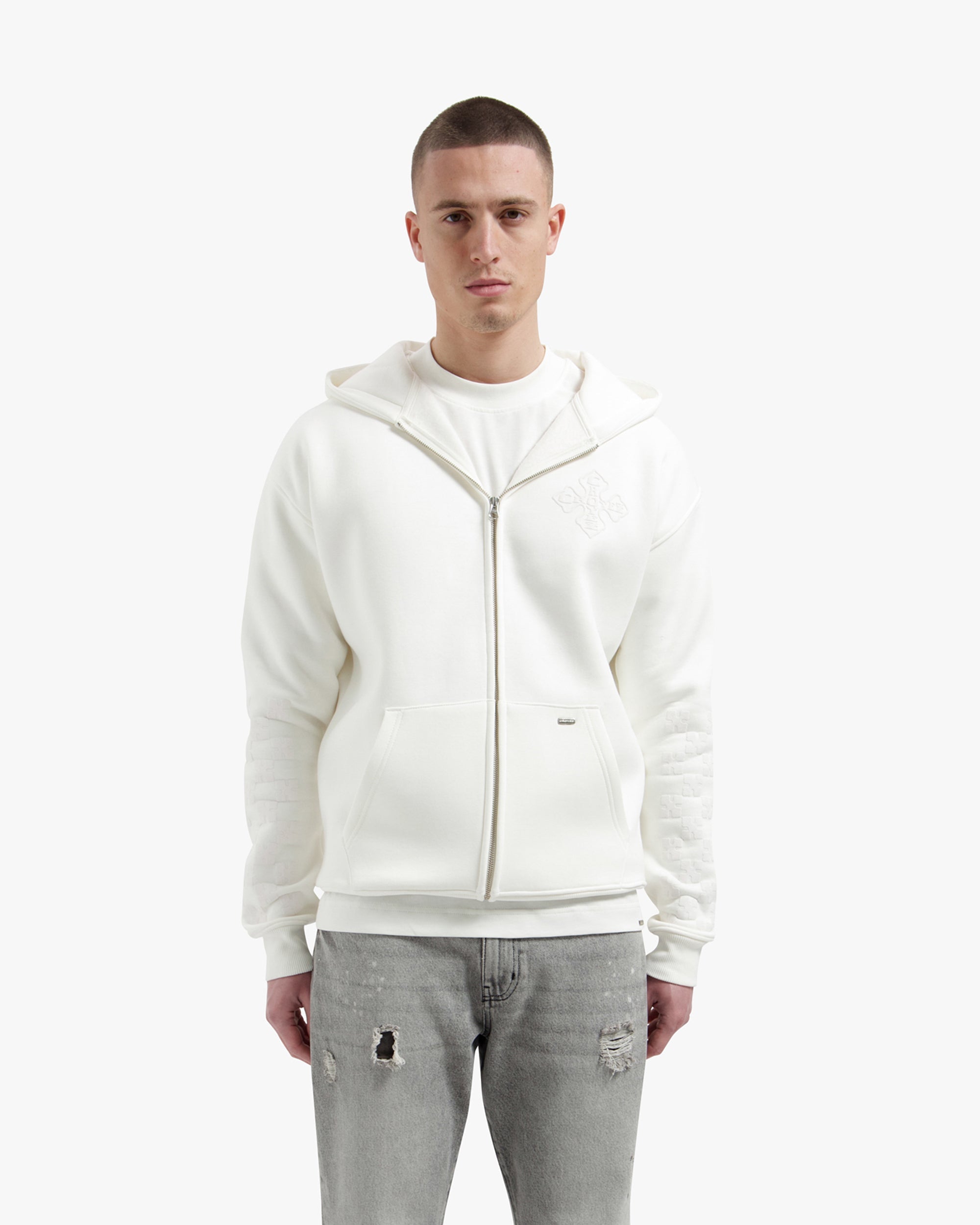 Croyez Cross Zip Hoodie - Off-White