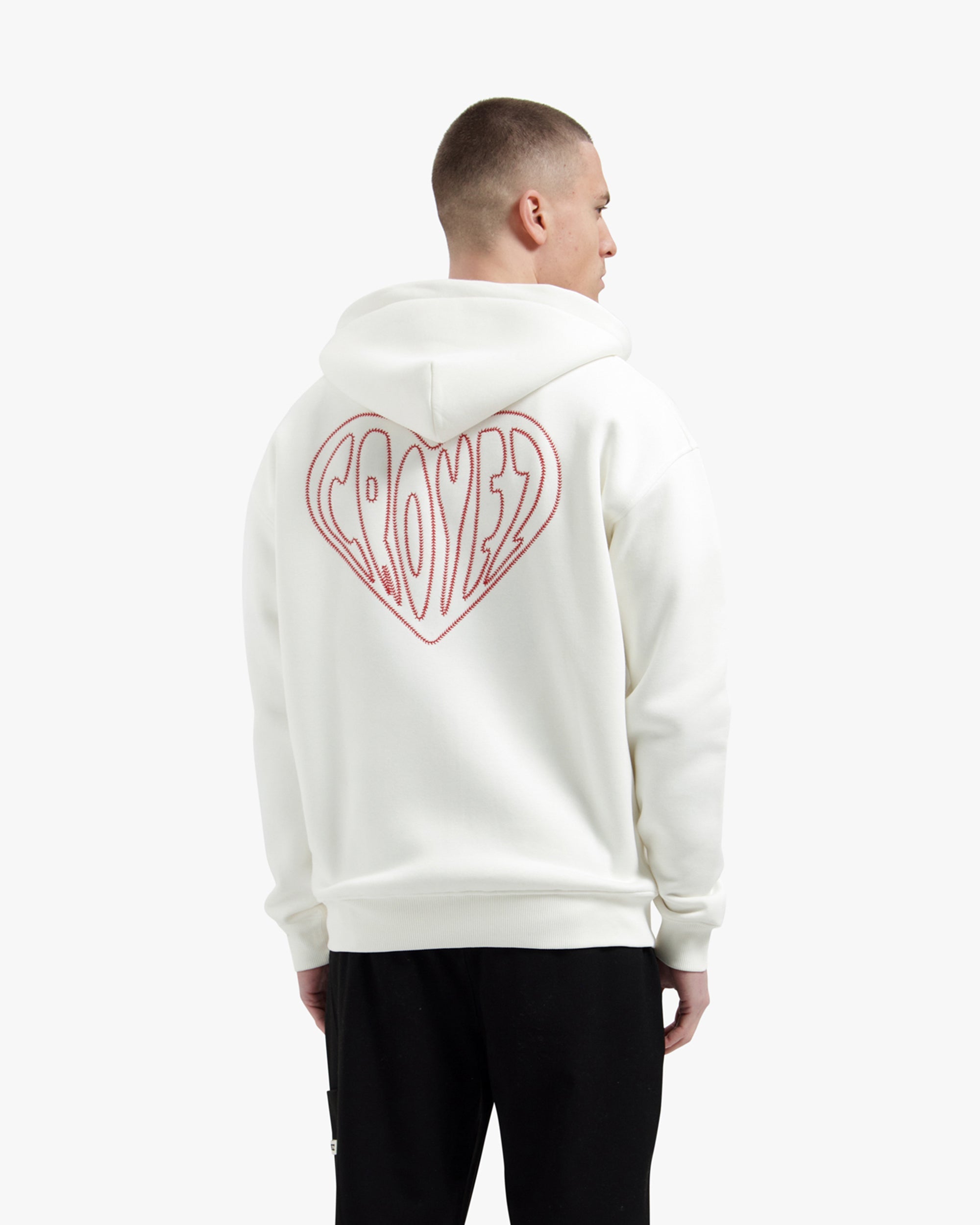 Croyez Stitched Heart Zip Hoodie - Off-White