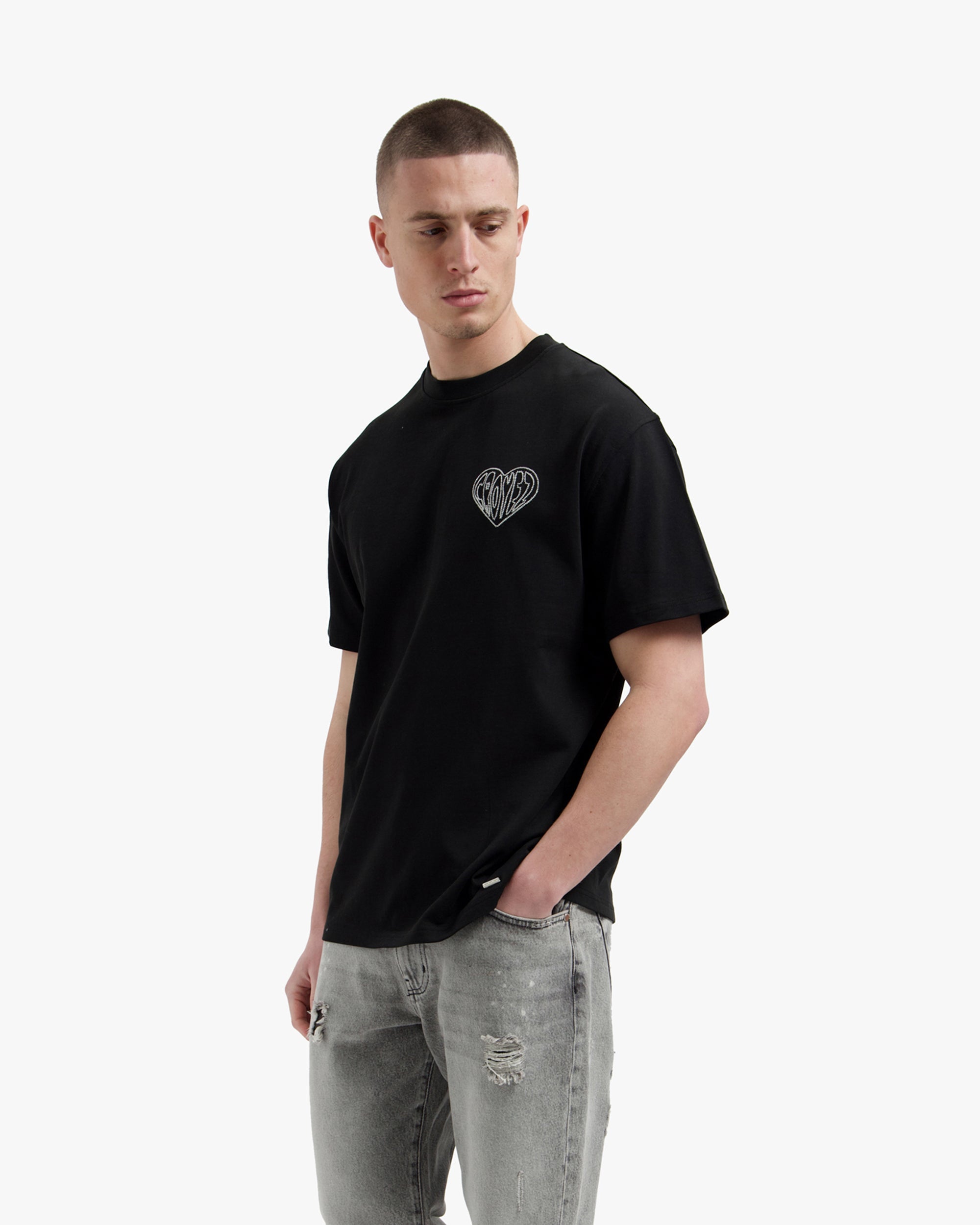Croyez Stitched Heart T-shirt- Black