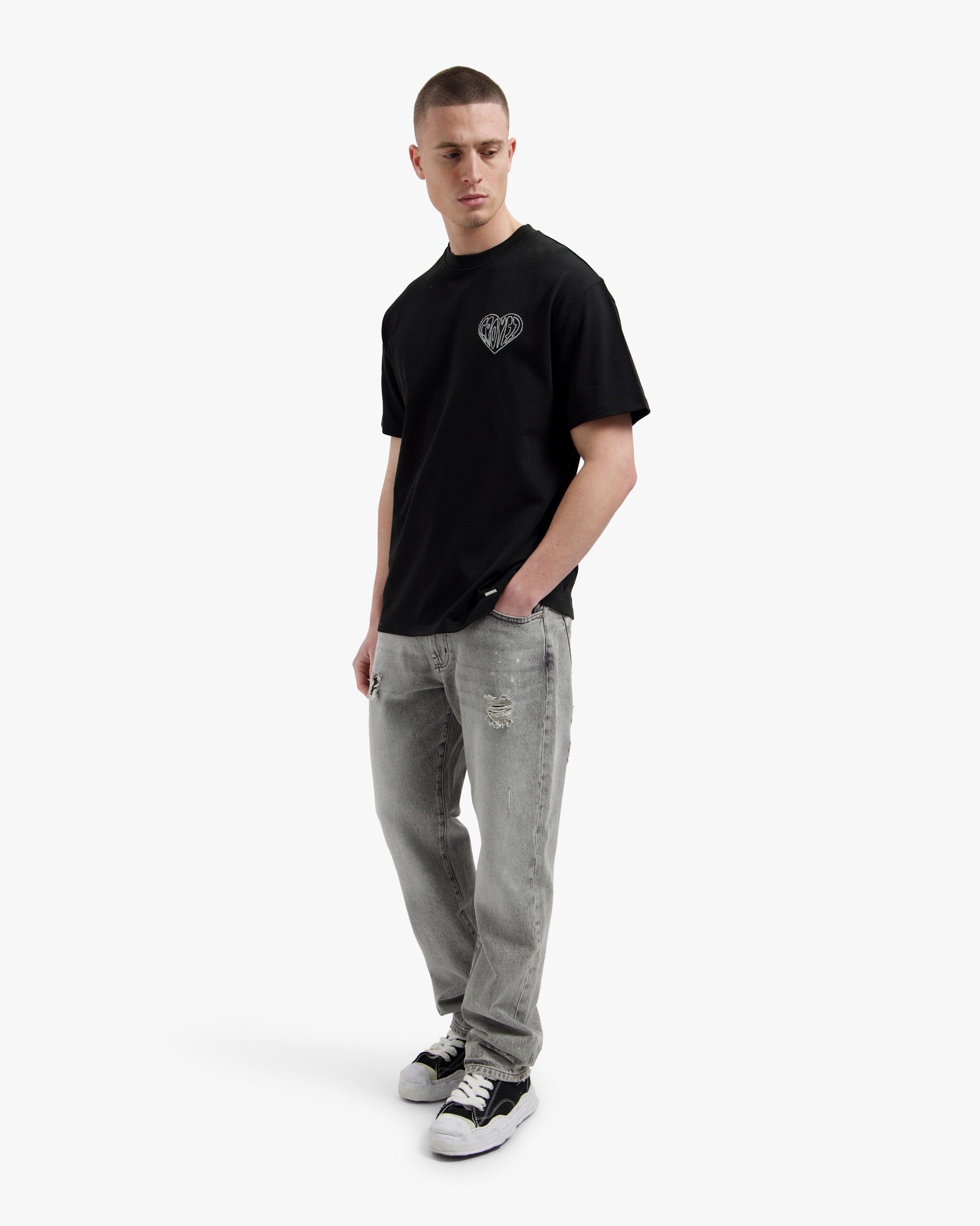 Croyez Stitched Heart T-shirt- Black