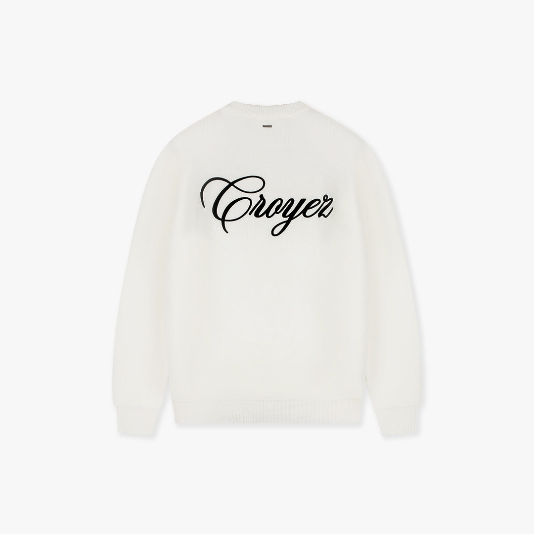 Croyez Script Knit Sweater- Off-White