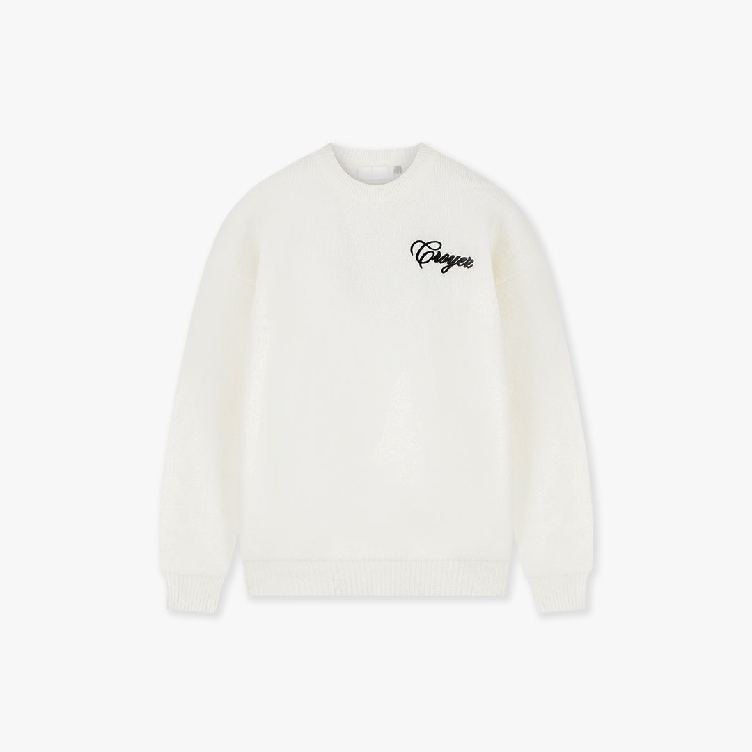 Croyez Script Knit Sweater- Off-White