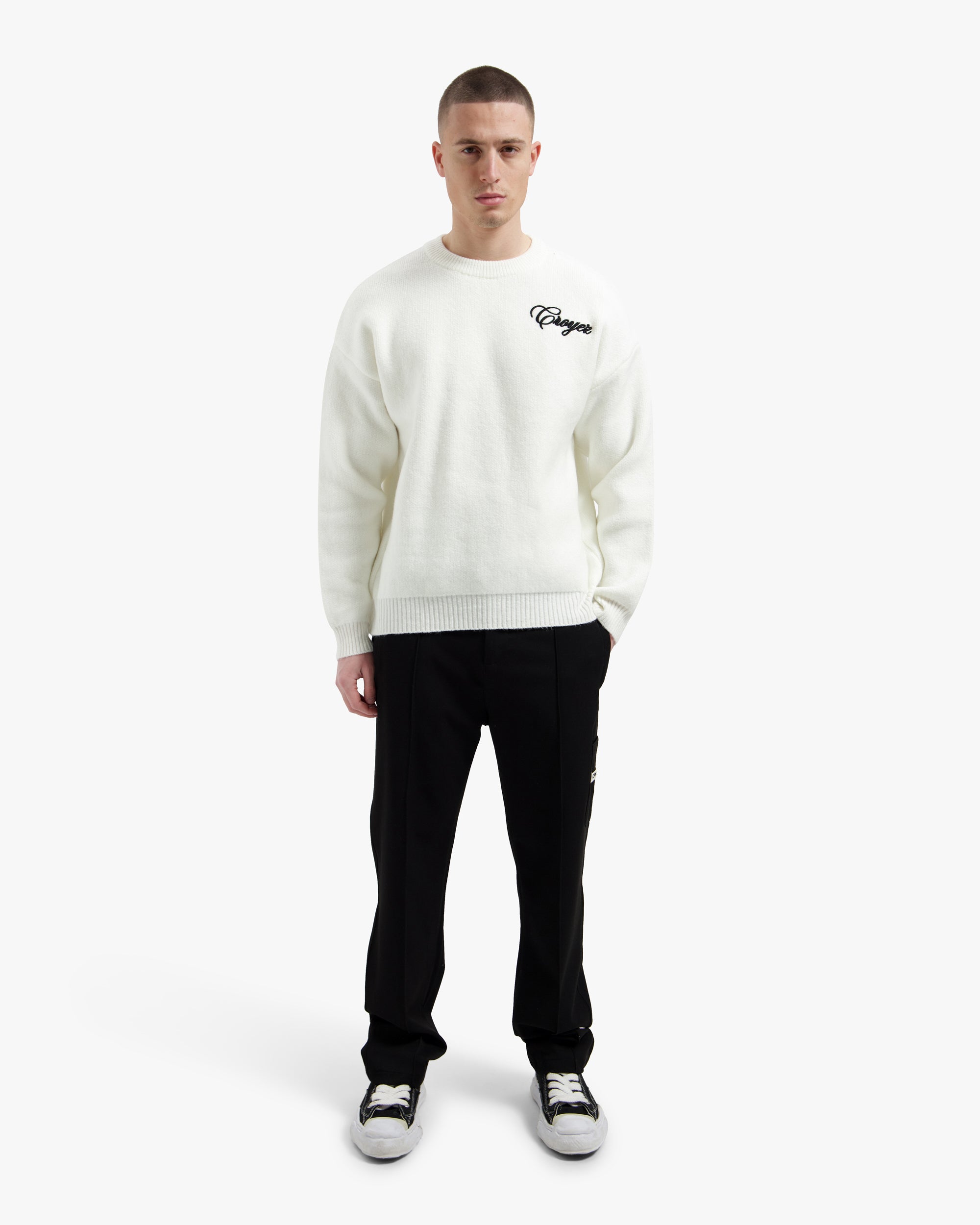 Croyez Script Knit Sweater- Off-White