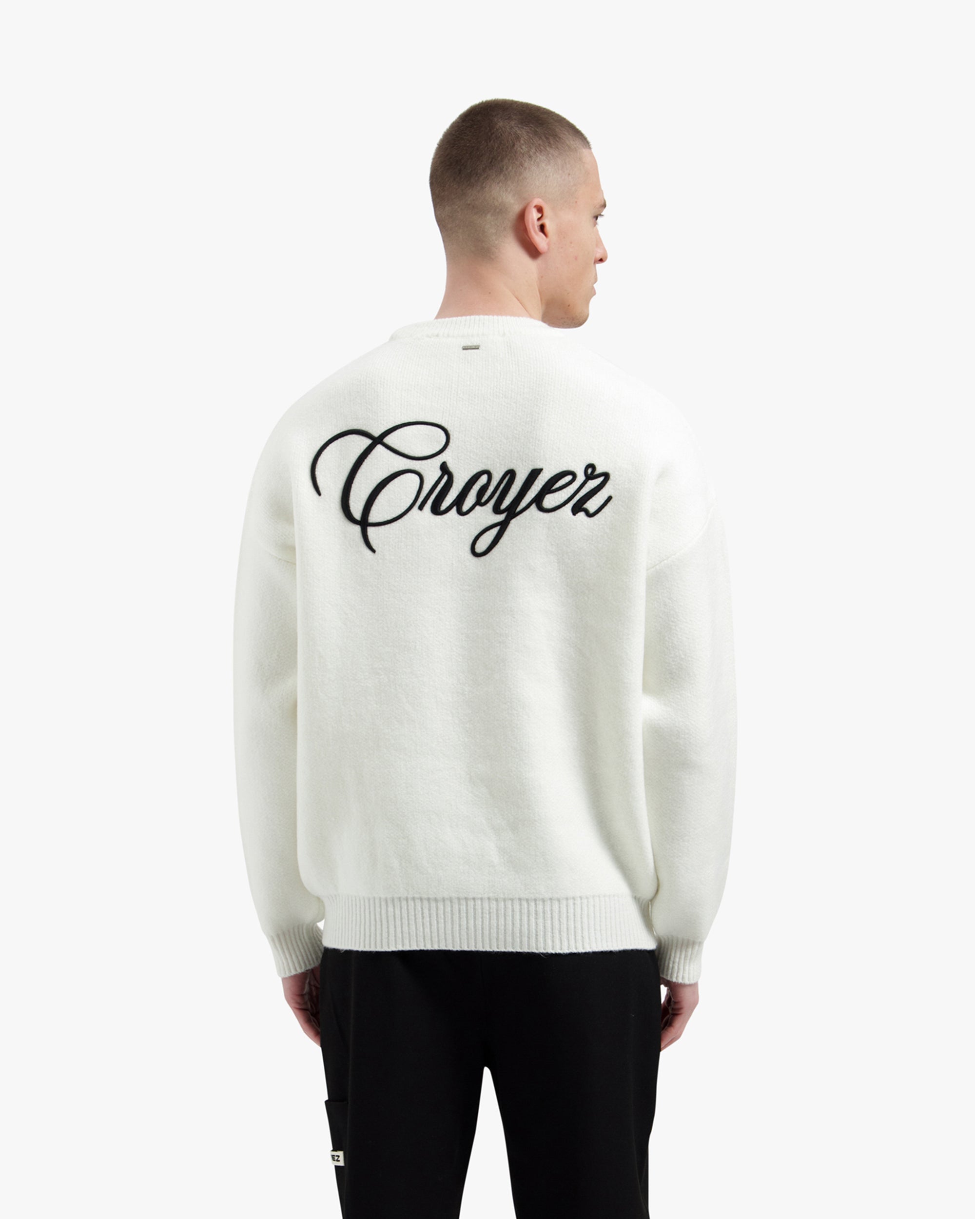 Croyez Script Knit Sweater- Off-White