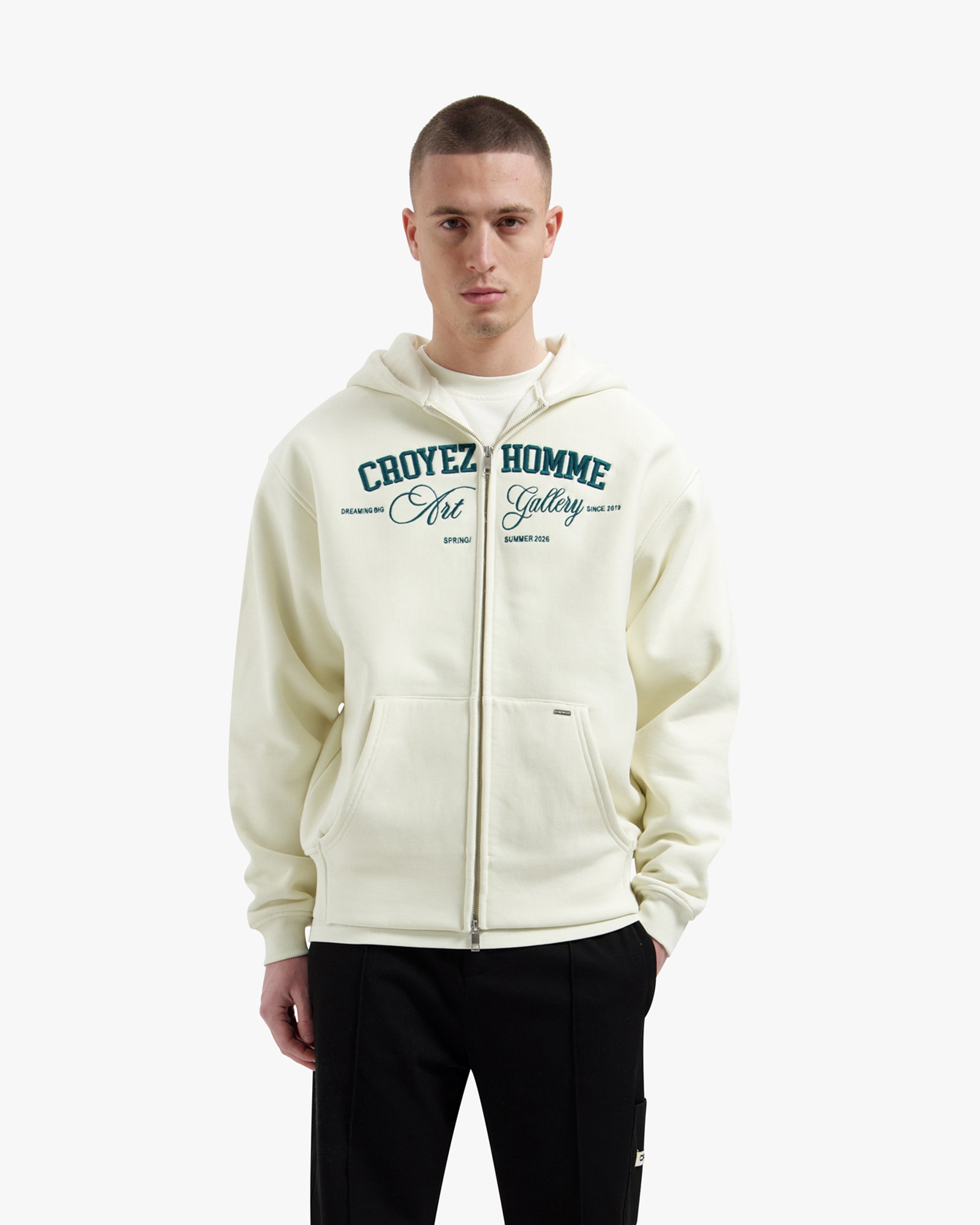 Croyez Art Gallery Zip Hoodie- Off-White