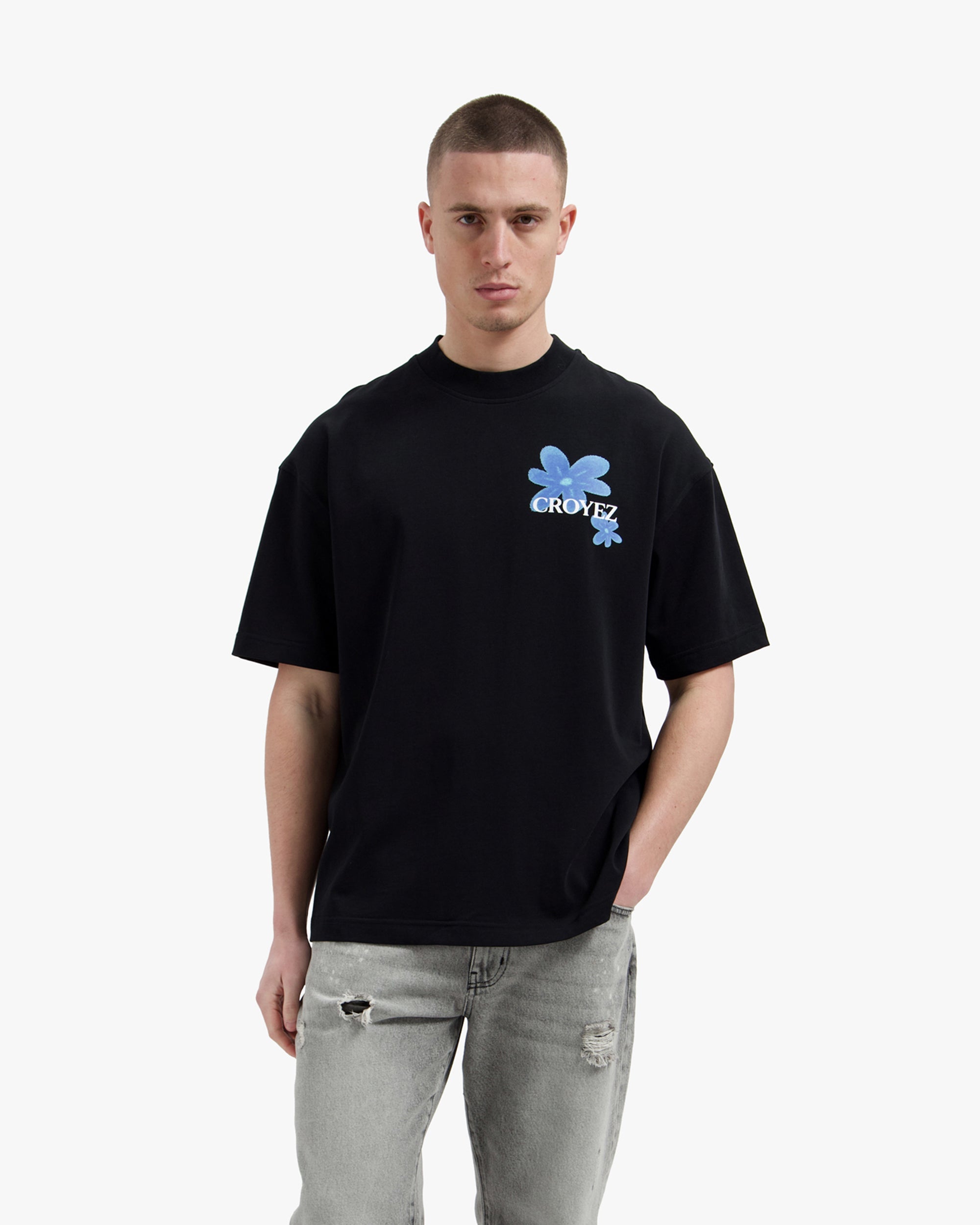 Croyez Botanique T-Shirt- Black/Tiffany Blue