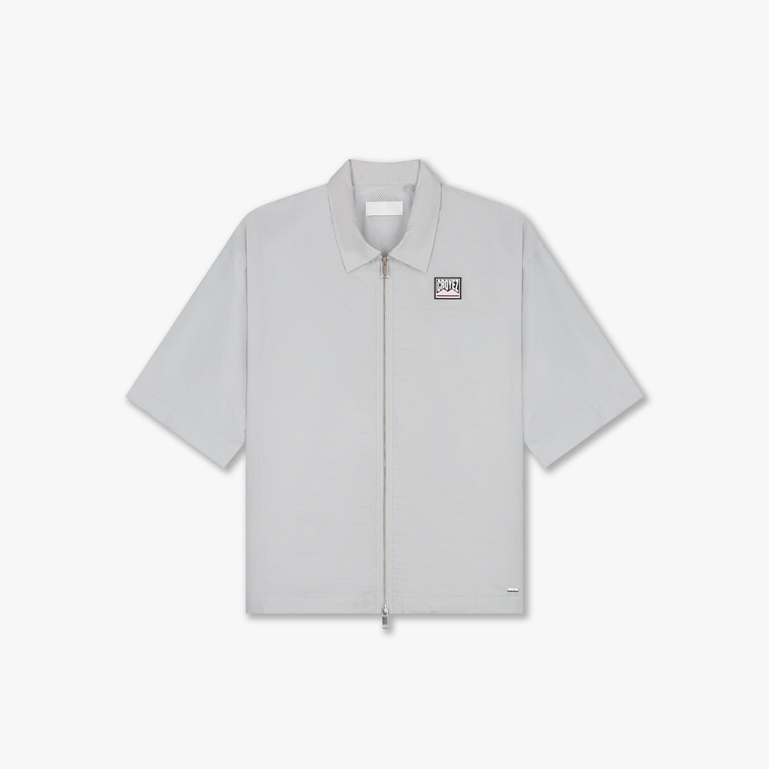 Croyez Crinkle Patch Shirt- Light Grey