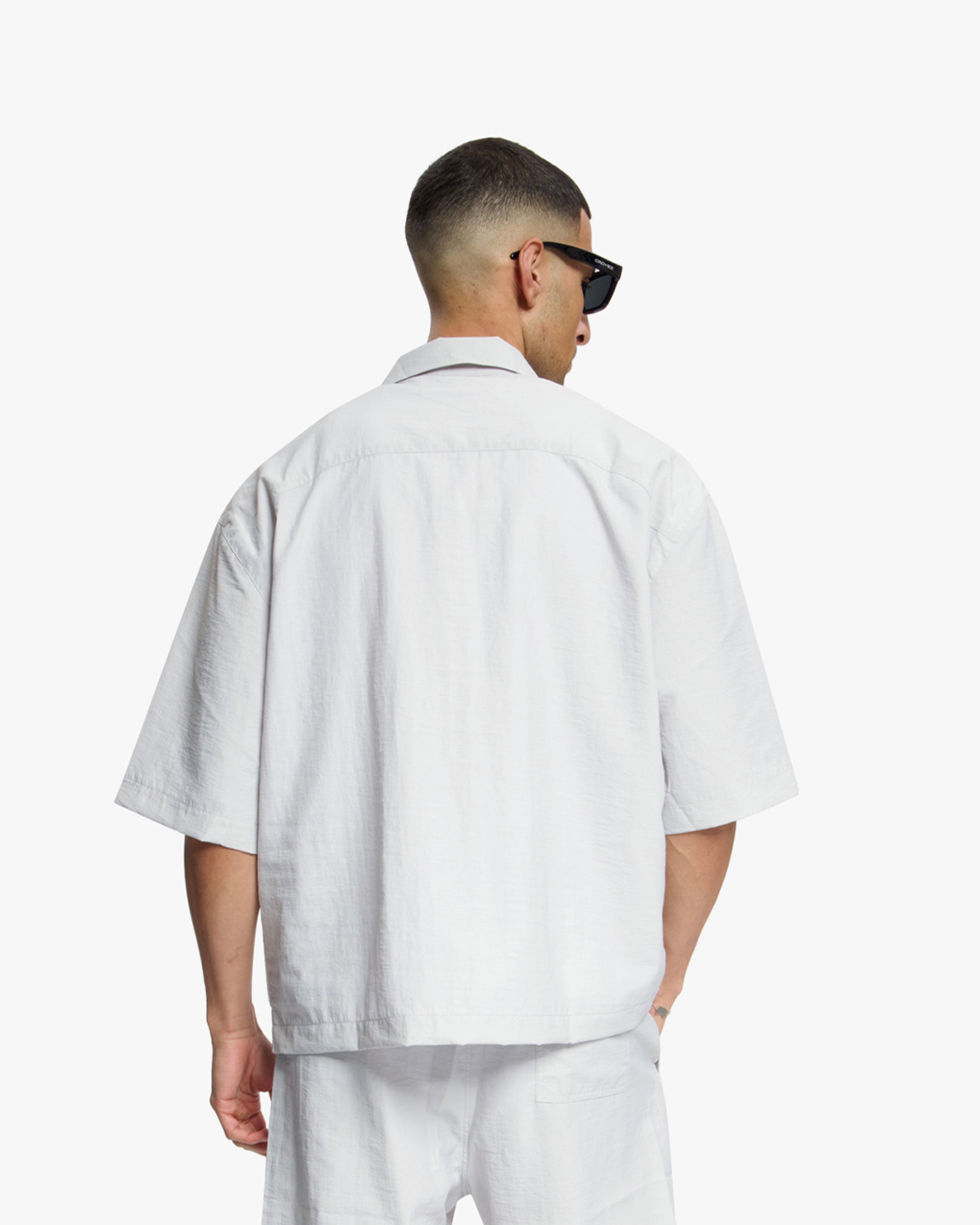 Croyez Crinkle Patch Shirt- Light Grey