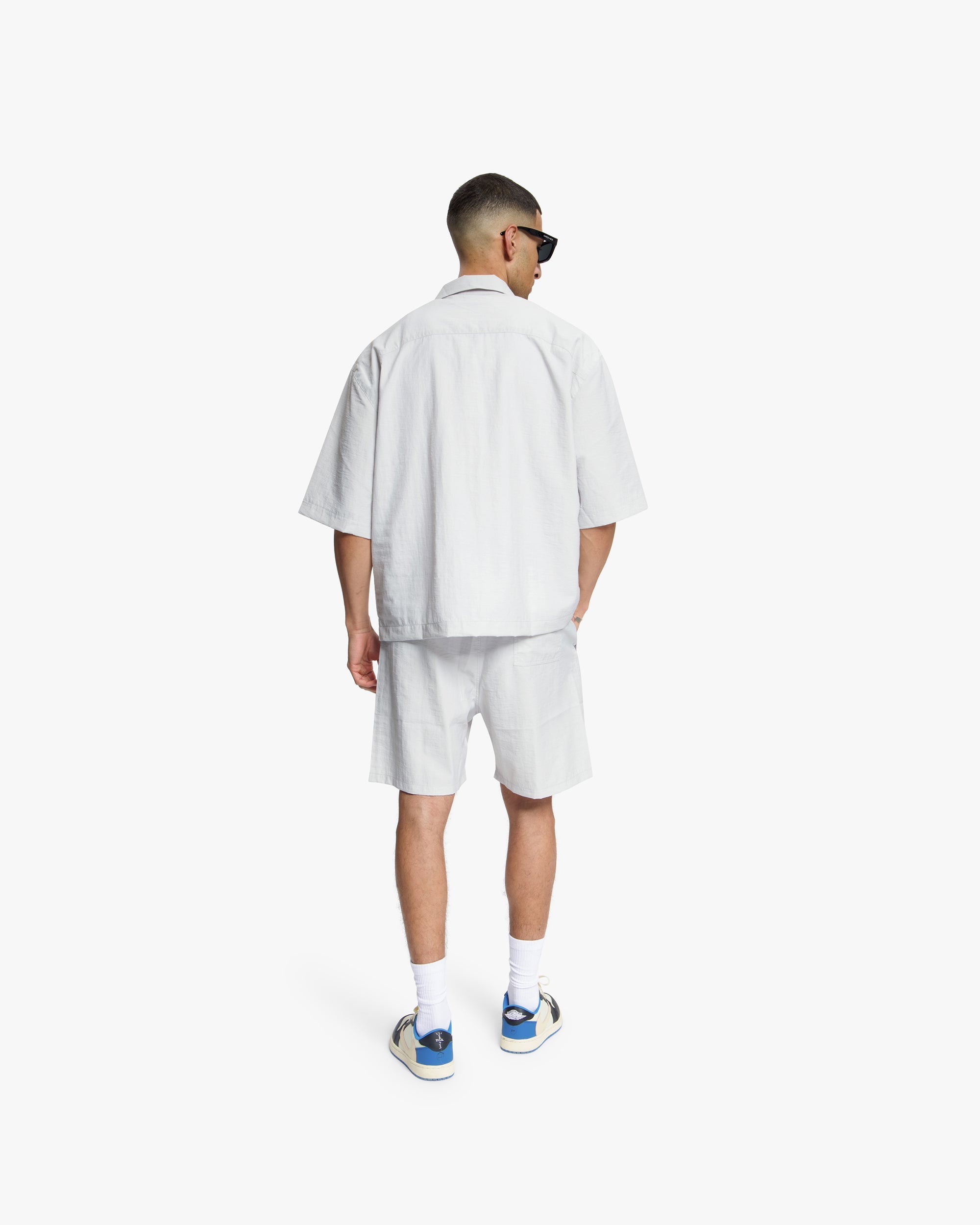 Croyez Crinkle Patch Shirt- Light Grey