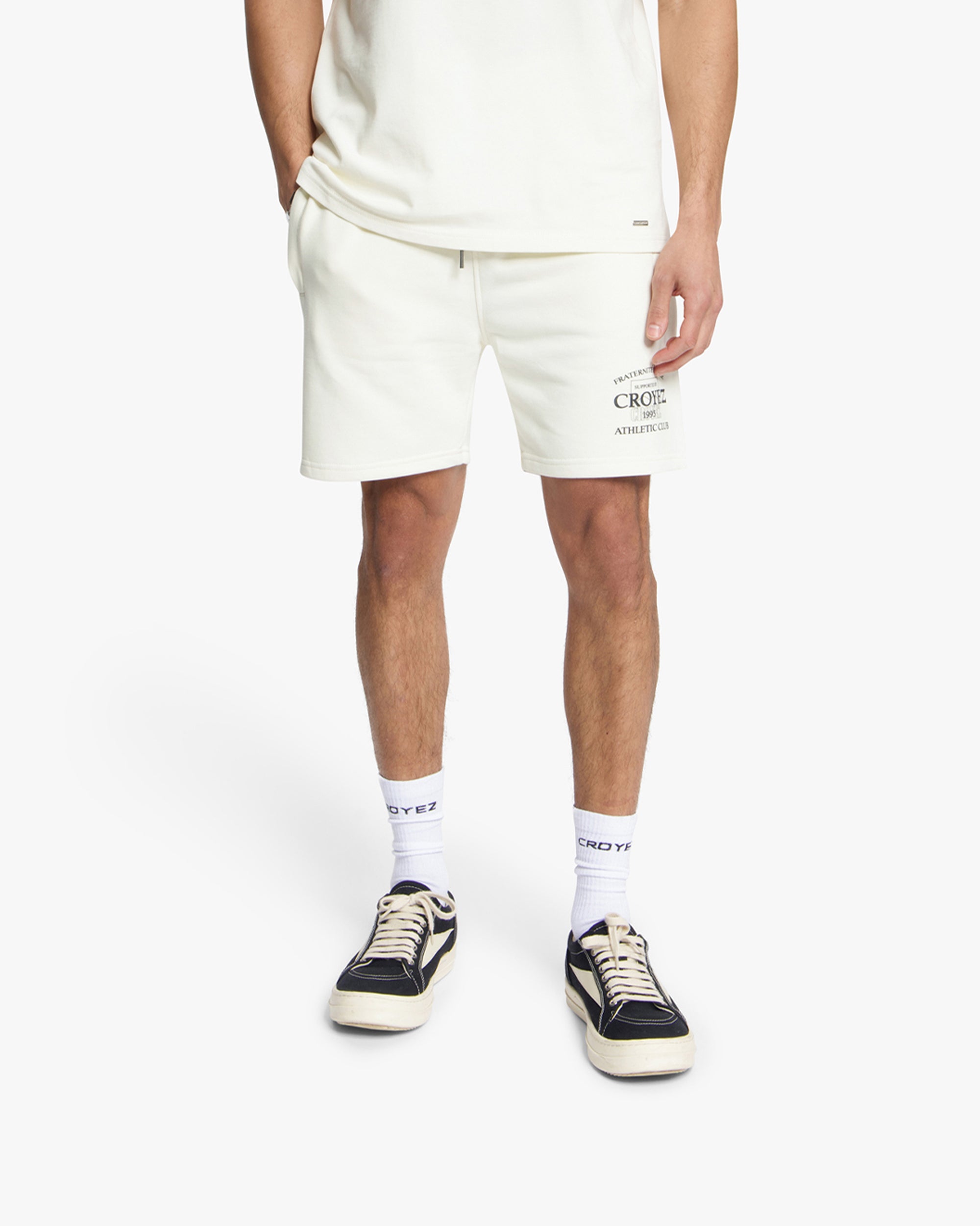 Croyez Overlay Fraternite Shorts- Off-White