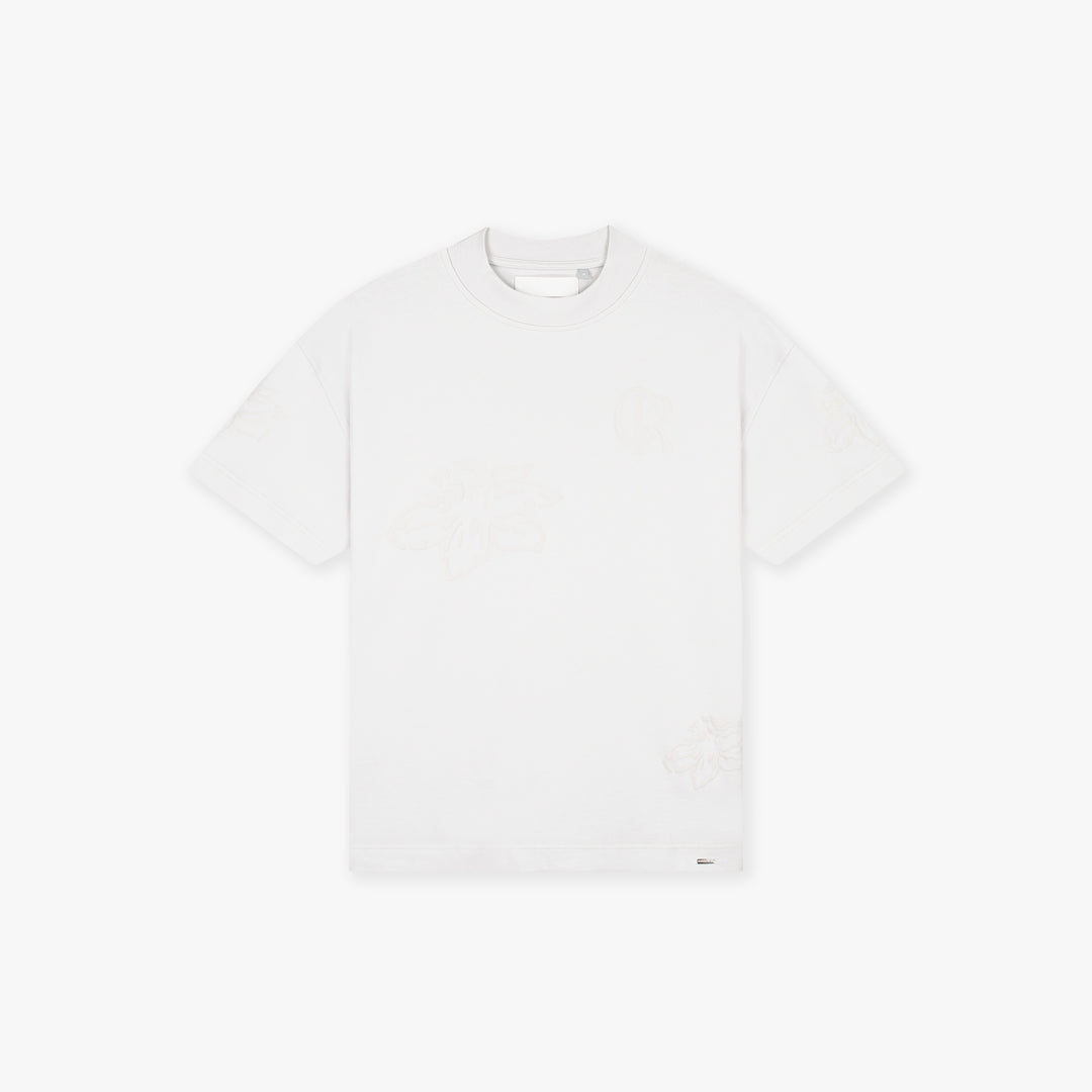 Croyez Initial Flower T-Shirt- Light Grey