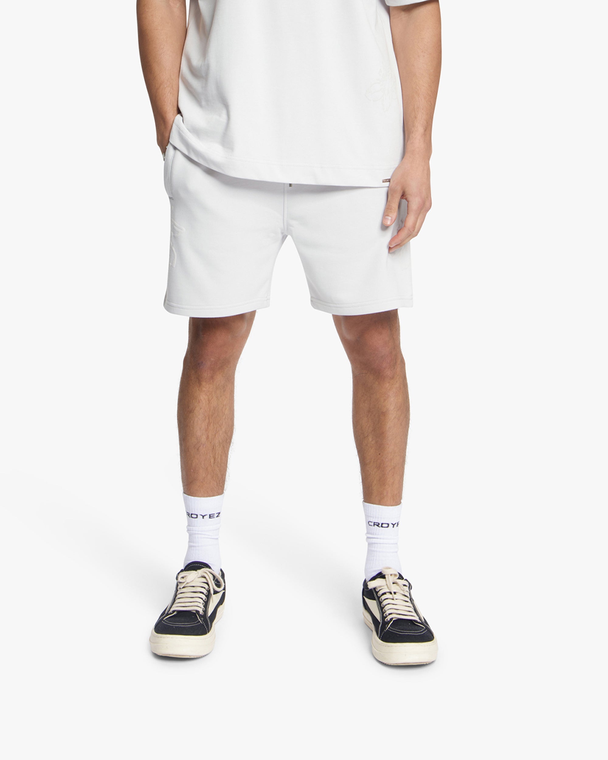 Croyez Initial Flower Shorts- Light Grey
