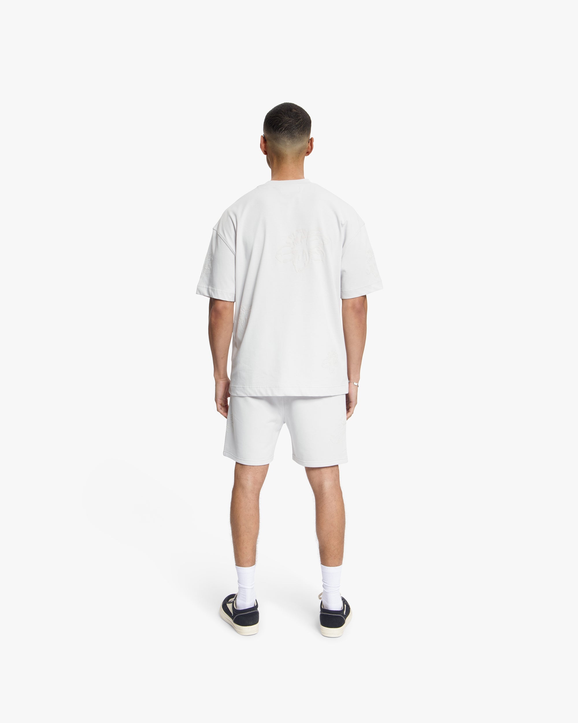 Croyez Initial Flower Shorts- Light Grey